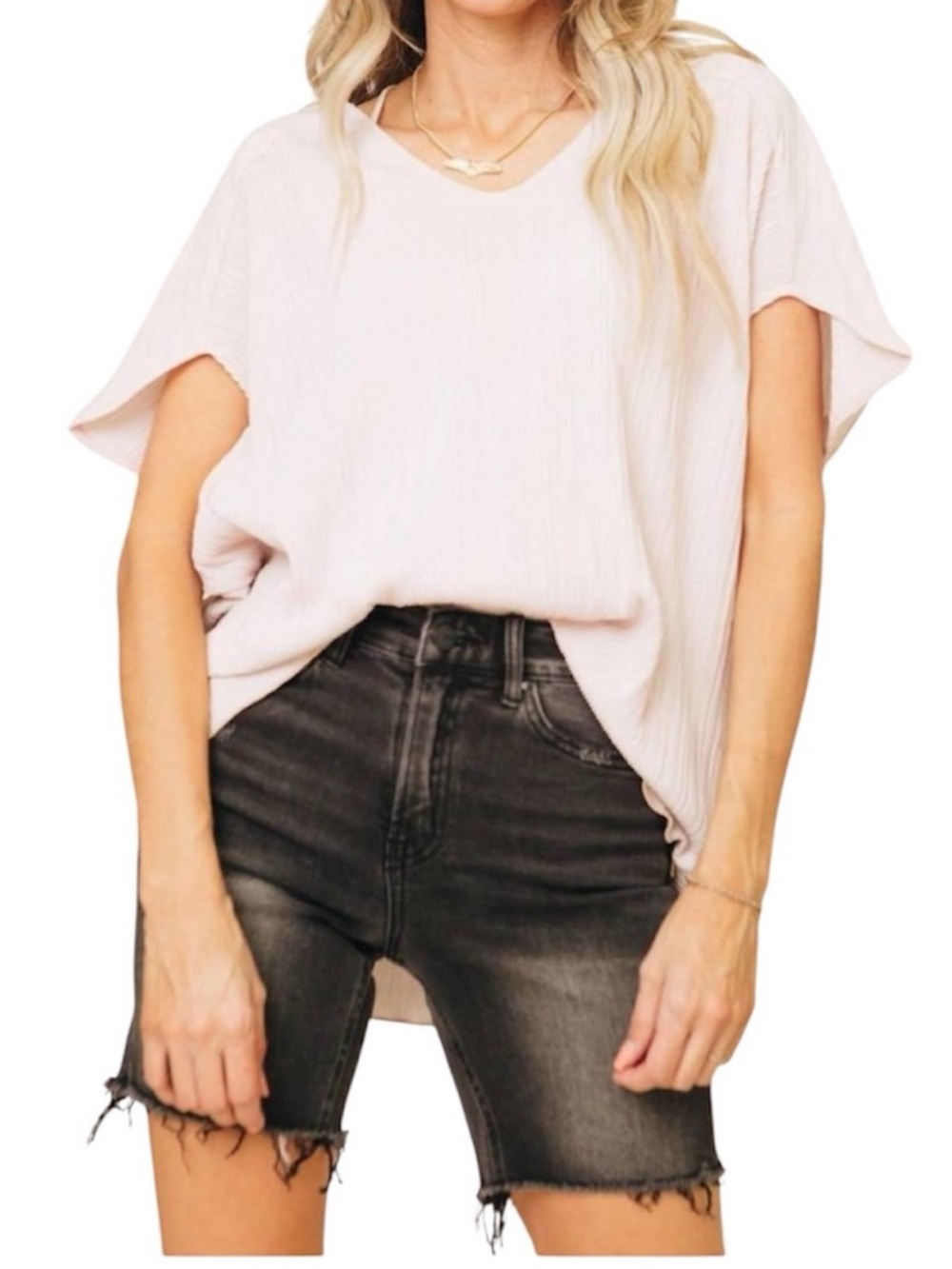 Mica High Rise Denim Midi Shorts